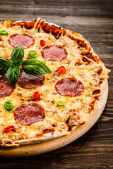 Pizza pepperoni with salami 