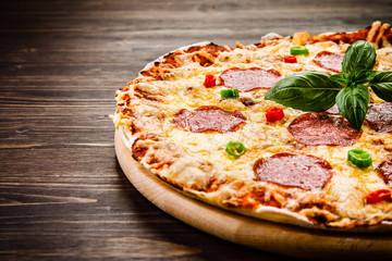 Pizza pepperoni with salami 