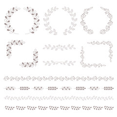 葉っぱ 装飾フレーム 線画 / vector eps 10 