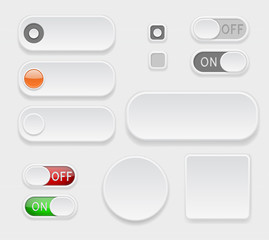 White interface buttons. Set of 3d icons