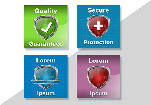 4 Social Media Post Layouts with Web Security Shield Elements