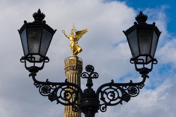 Fototapeta na wymiar View of the Victory Column, a major tourist attraction in Berlin, Germany