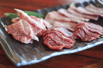Japanese black cattle on a plate