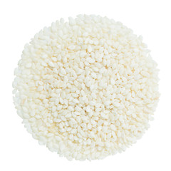 White sesame seeds on white background, include clipping path