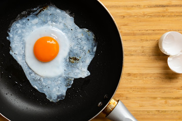 Fried egg on pan for breakfast