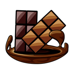 chocolate bars over white background, colorful design. vector illustration