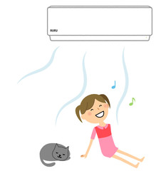 涼む女の子　熱中症対策