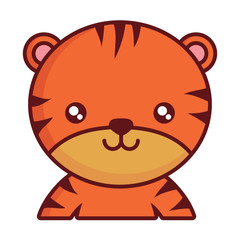 cute tiger icon over white background, colorful design. vector illustration