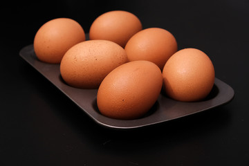 chicken eggs on the tray