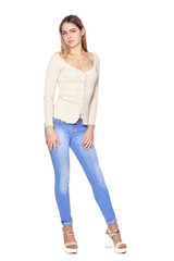 beautiful woman in jeans  posing