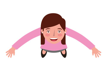 businesswoman standing looking up top view vector illustration
