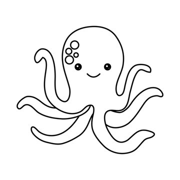 cute octopus icon over white background,  vector illustration