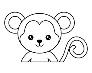 cute monkey icon over white background, vector illustration