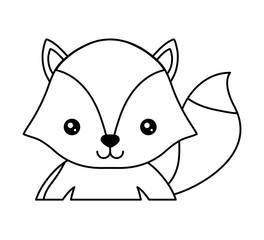 cute fox icon over white background,  vector illustration