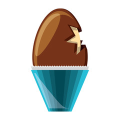chocolate egg icon over white background, colorful design. vector illustration
