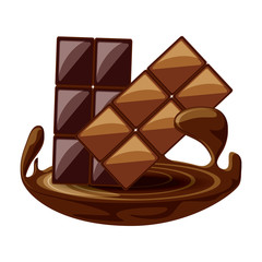 chocolate bars over white background, colorful design. vector illustration