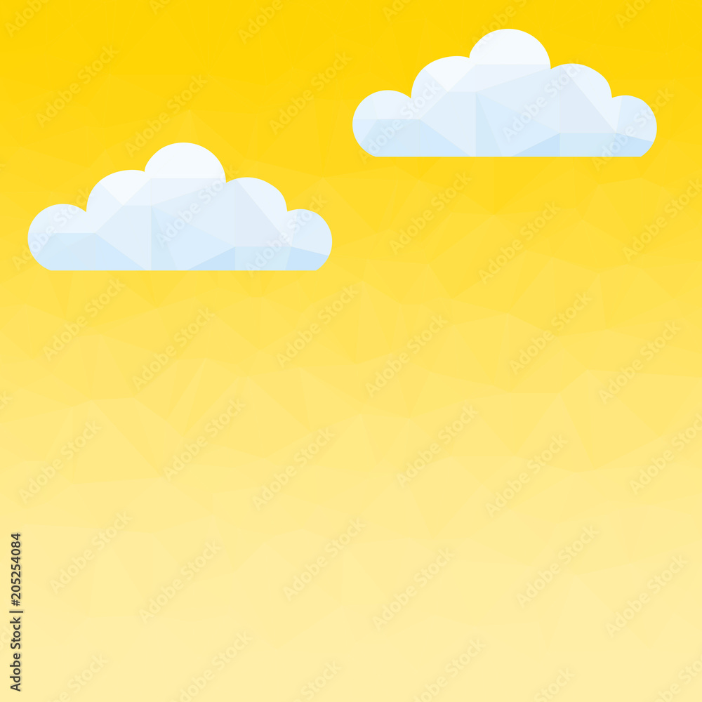 Aufkleber abstract polygon yellow background with clouds. pattern composed of triangles.