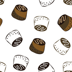 Chocolate candies.Seamless pattern. Design for textiles, napkins, tapestries, tablecloths, wrapping paper