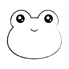 sketch of cute frog icon over white background, colorful design. vector illustration