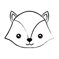 sketch of cute fox icon over white background, vector illustration