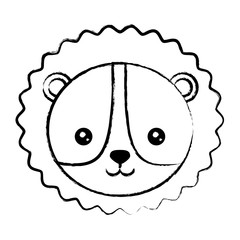 sketch of cute tiger icon over white background, vector illustration