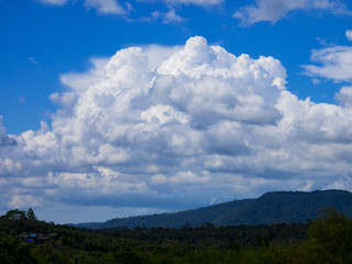 Clouds in the blue sky with Mountain