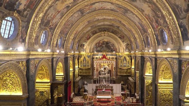 VALLETTA - MALTA, April, 2018: Interior of St John's Co-Cathedral - Valletta, Malta.