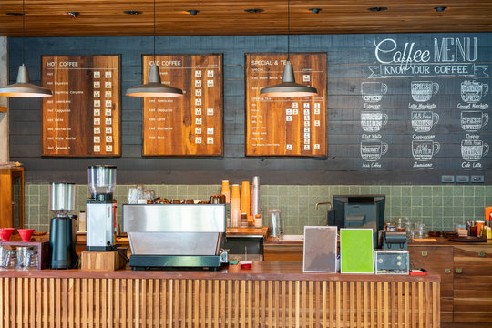 Wooden Coffee Bar ; Coffee Shop Counter