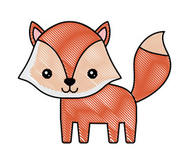 cute fox icon over white background, colorful design. vector illustration