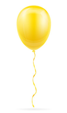 celebratory yellow balloon pumped helium with ribbon stock vector illustration