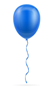 celebratory blue balloon pumped helium with ribbon stock vector illustration