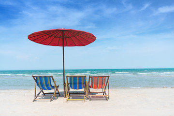 beach chair and umbralla on the tropical beach