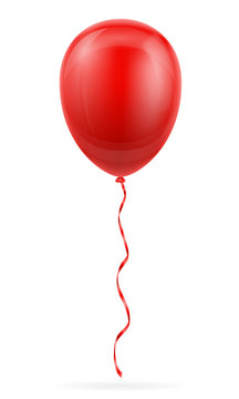 celebratory red balloon pumped helium with ribbon stock vector illustration