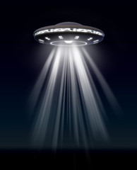 silhouette ufo with light ray © i-element