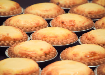 Bake Cheese Tart in The Oven. Selective focus.