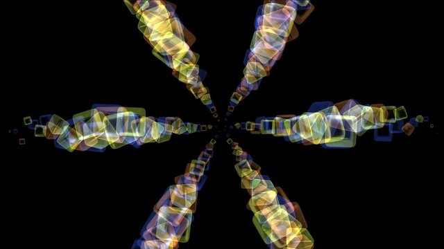 4k Abstract flying glass boxes background,flame lighters fireworks particle,smelting melting precious stones,geometric explosion flower backdrop.