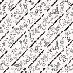 seamless pattern contour of elements for design various objects of human activities the theme for world environment day, the background is isolated