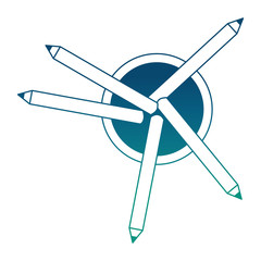 Fototapeta premium graphic desgin pencils supplies in case vector illustration sktech neon blue