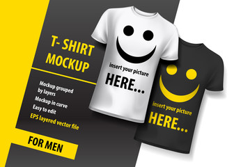 T-Shirt Mock Up. For men. Layered and ready to use.
