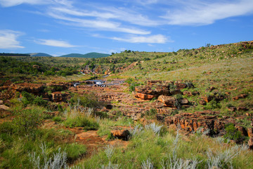 Plakat Overview of Bourke's Luck Potholes geological formation in the Blyde River Canyon area, Mpumalanga district, South Africa