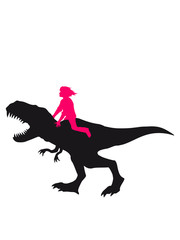 reiterin mädchen frau weiblich reiter reiten silhouette schwarz umriss t-rex fleischfresser böse brüllen tyranosaurus rex gefährlich fressen dino dinosaurier saurier clipart