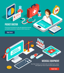 Medical Isometric Banners Set