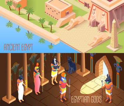 Isometric Egypt Banners 