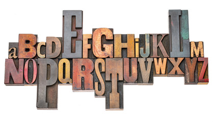 alphabet abstract in vintage letterpress wood type