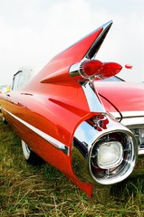 car auto red vintage retro old