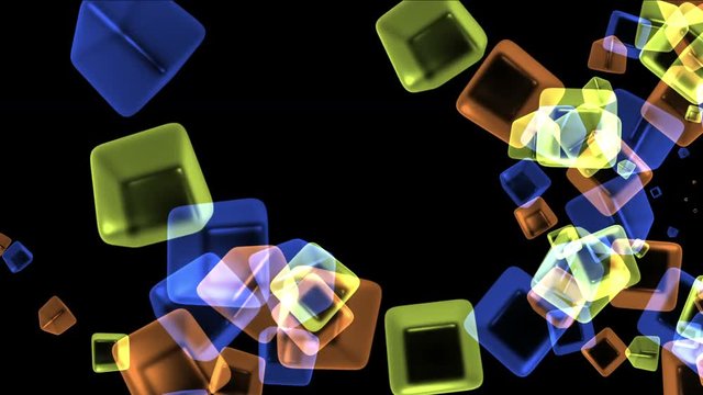 4k Abstract flying glass boxes background,flame lighters fireworks particle,smelting melting precious stones,geometric explosion flower backdrop.