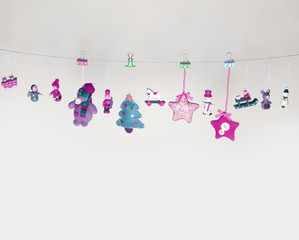 Christmas toys garland background