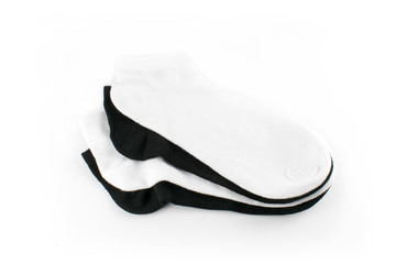 Black and white socks on white background