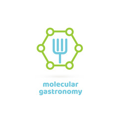 Illustration of business logotype molecular gastronomy.