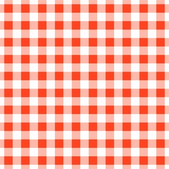 Checked cloth of red and gray geometric shapes. Background of colored squares and rectangles on a white background. Red fabric 